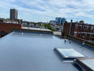 Roof renewal, cleaned, primed and laid Sikalastic 625, completely seamless and guaranteed to be waterproof in Aldgate, London