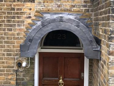 Renewed porch covering with code 5 lead to replace old copper not widely used anymore at property in South Kensington, London